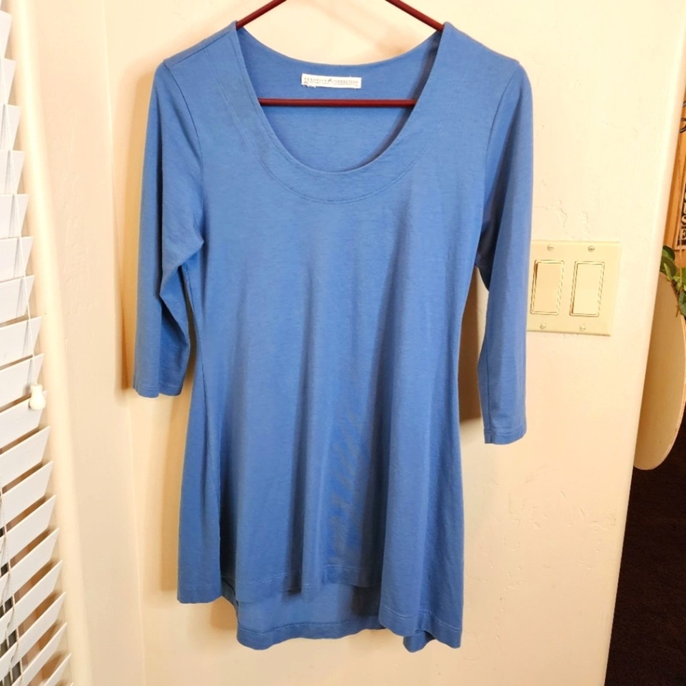 Peruvian Connection Pima cotton half sleeve tunic top- XS